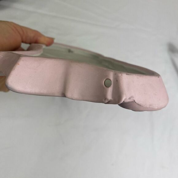 Elegant Vtg Art Nouveau Pink and White Wall Decor Plaque - Picture 9 of 11